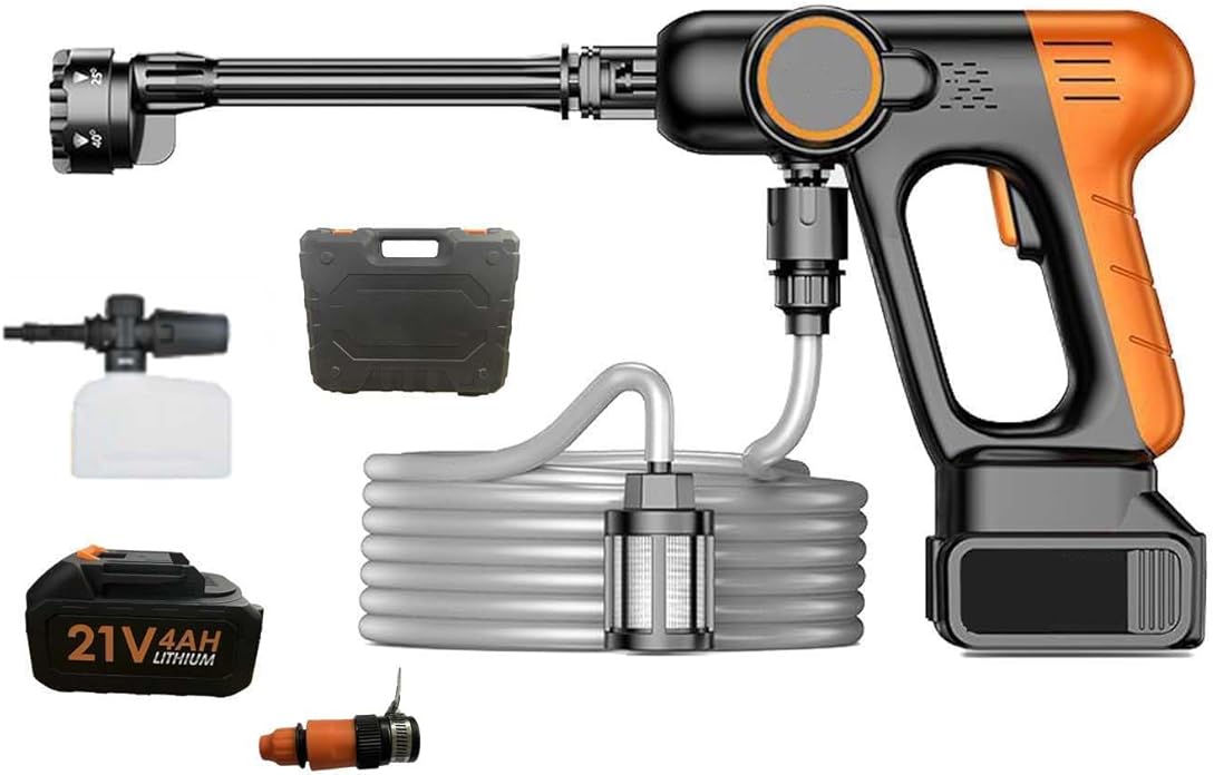 Cordless Pressure Washer, 30Bar Battery Powered with 3 Spray Modes and Accessories, Handheld Electric Power Washers for Cars/Fences/Driveways/Patios/Home Cleaning (Brushless)
