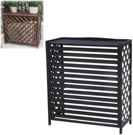 Air Conditioner Cover Wood Ac Covers for Outside Decorative Ac Unit Cover Air Conditioner Covers for Outside Heat Pump Cover HVAC Cover Svart