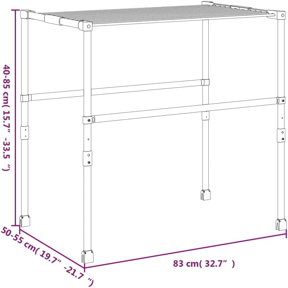 vidaXL - Classic Aluminum Laundry Dryer with Ample and Adjustable Hanging Space, Lightweight and Durable with Self-Protecting Oxide Layer, Easy Assembly Required