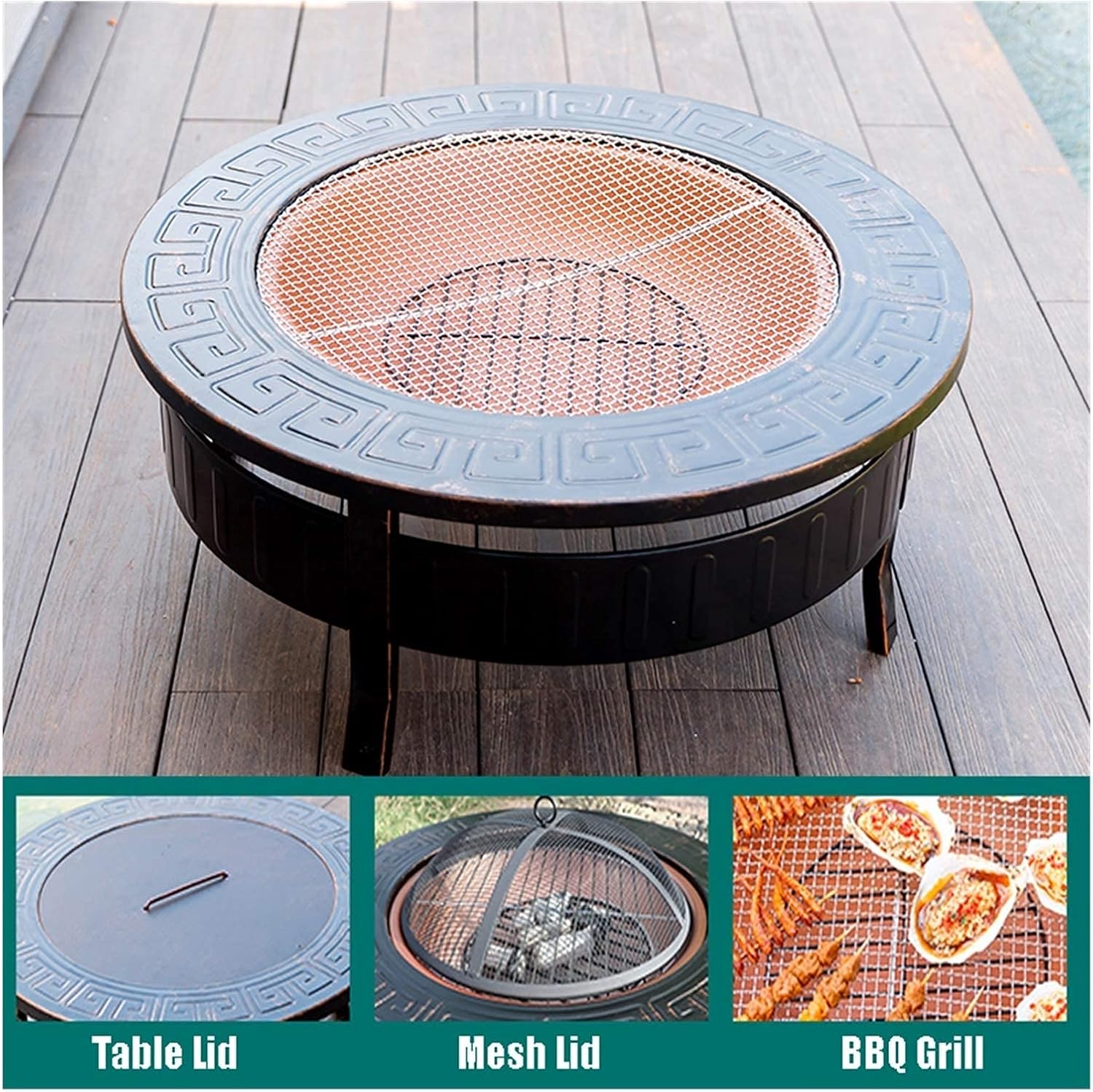 Outdoor Fire Pit Outdoor Bonfire Pit, Garden Wood Burning, Used for Backyard Terrace BBQ and Barbecue Grill, 81cm/31.8