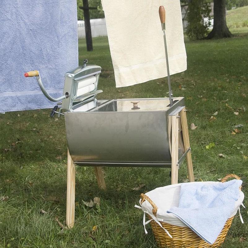 Lehman's Laundry Agitator Hand Washer Tub and Wringer with Wooden Legs