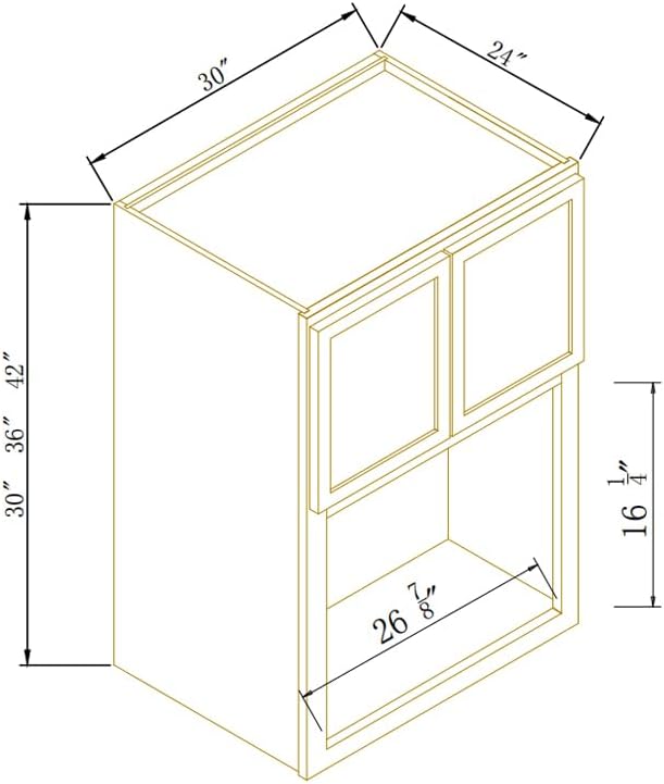 Solid Wood RTA Wall Microwave Cabinet with Open Shelves – Shaker Style, Space-Saving Kitchen Pantry Storage, Durable and Versatile Wall-Mounted Organizer (NT-Origami White, 30