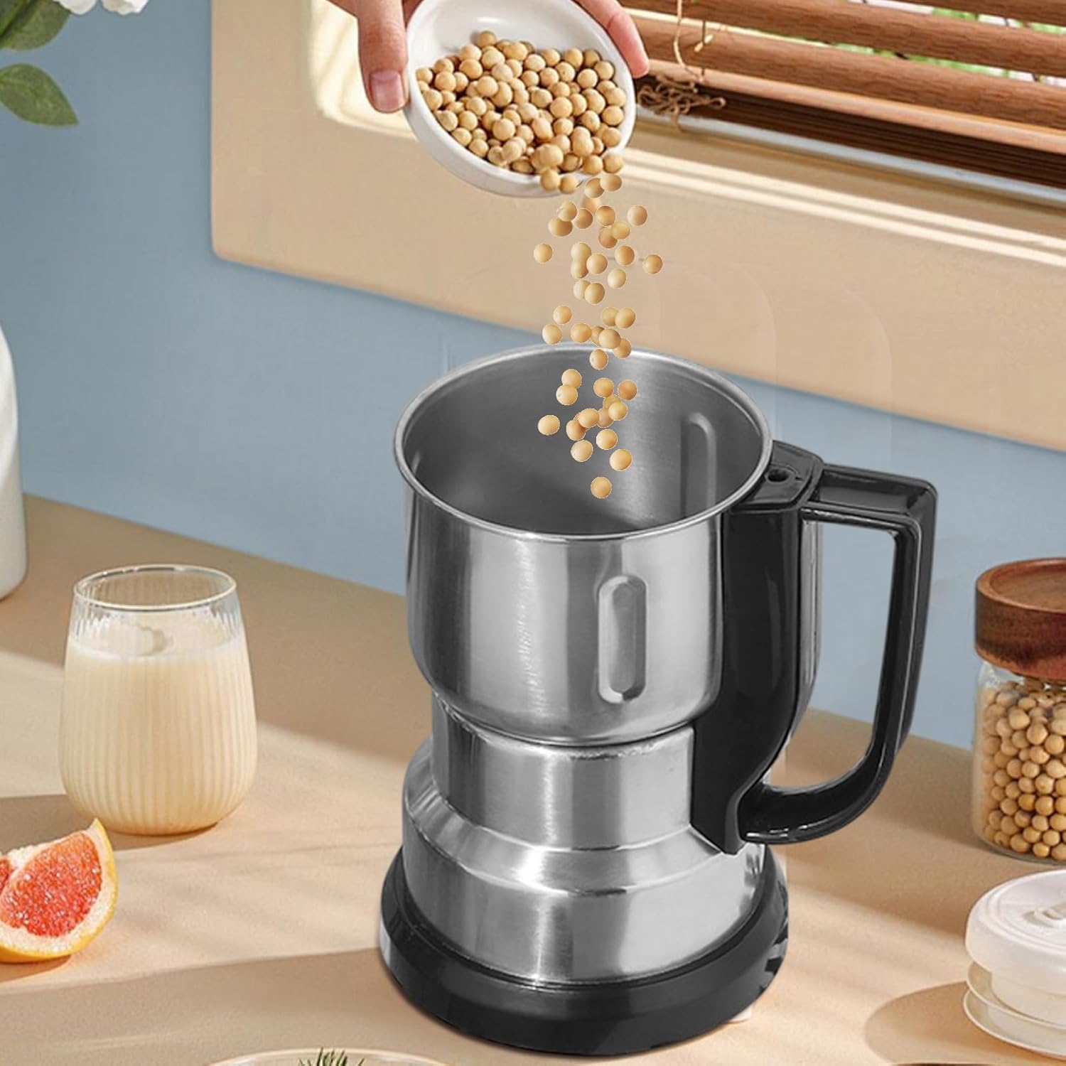 Dry Milling Grinder – Electric Food Chopper, Mini Powder Machine | Stainless Breaker, Compact Kitchen Equipment With Smooth Grip Handle During Coffee Roasting Prep, Blending Needs, Morning Meal