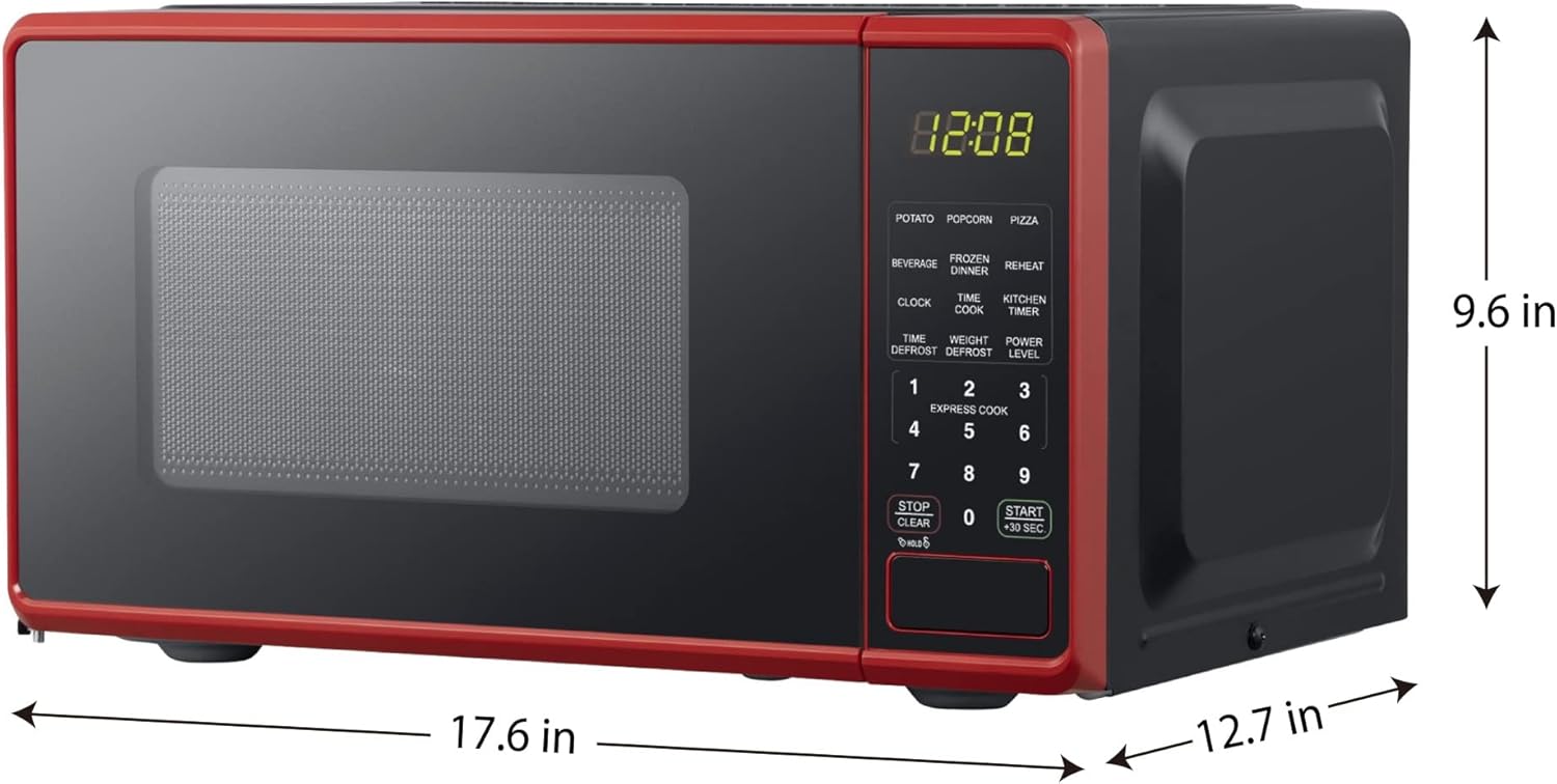NAXXY Cu ft Compact Countertop Microwave Oven, Red 30-second one-touch option