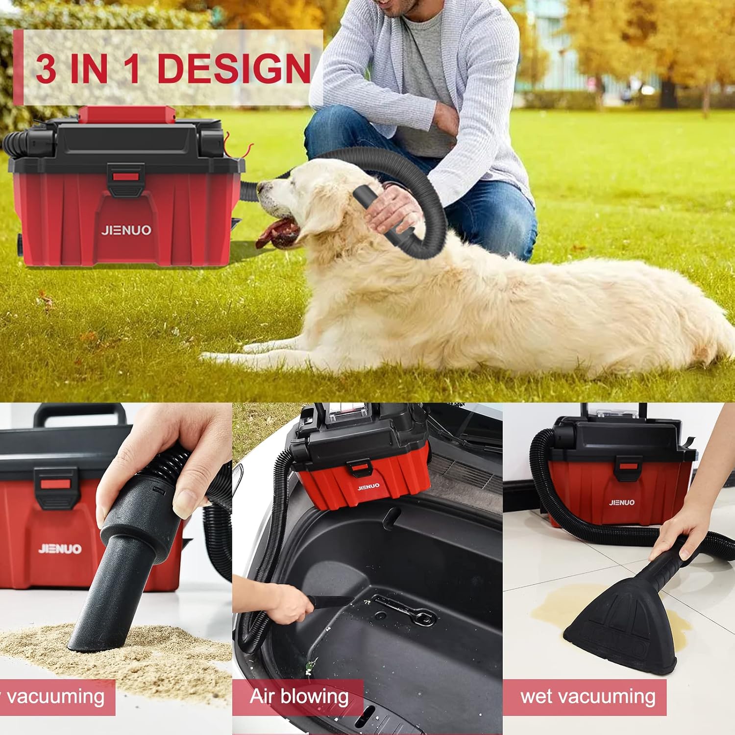 Cordless Wet Dry Vacuum, Cordless Shop Vac 20V 2.5 Gallon, Brushless Adjustable Suction Portable Wet/Dry Vacuum Cleaner with Blower for Home, Car and Basement,4.0Ah Battery and Charger included