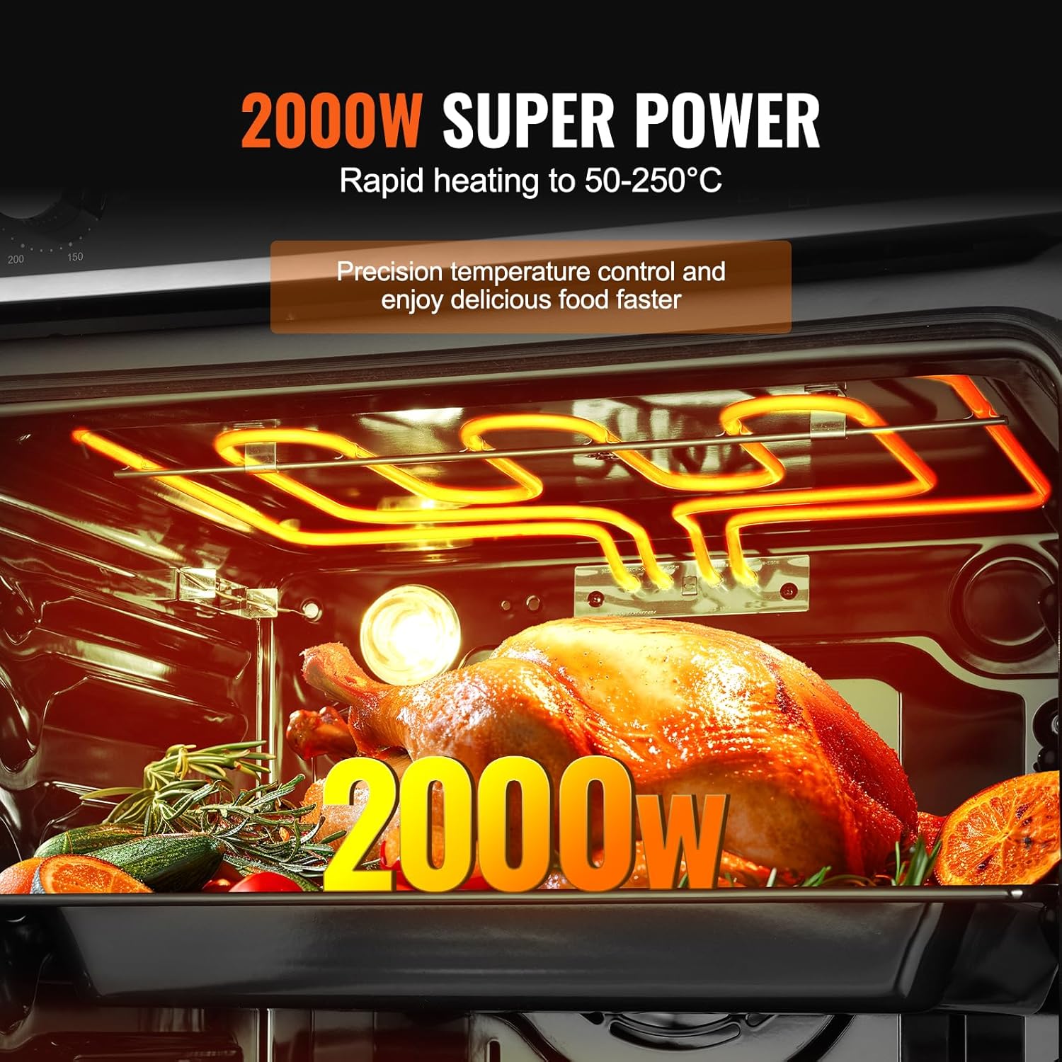 VEVOR Single Wall Oven, 2.68 Cu.Ft Electric Wall Ovens with Timer, 24