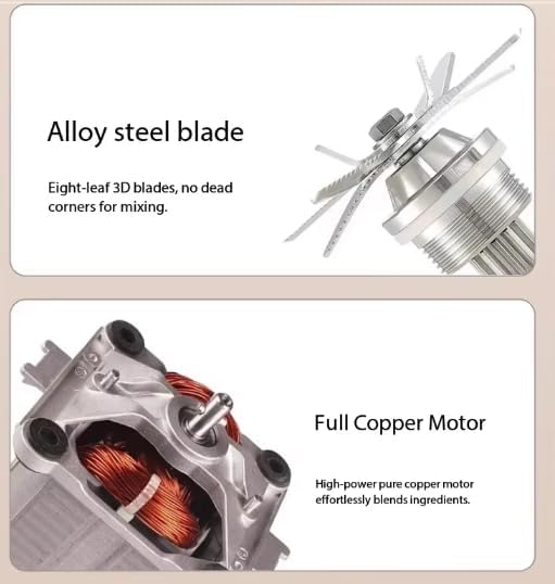 Commercial Blender with 2200W Full Copper Motor, 6L Capacity, 48000 RPM, Silver Titanium Ash, 8-Leaf 3D Alloy Steel Blade