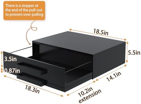 Steel Microwave Stand with Pull-Out Drawers & Shelves | Countertop Organizer for Compact Microwaves, Coffee Station & Kitchen Appliance Storage (Black+Drawer+Shelf)