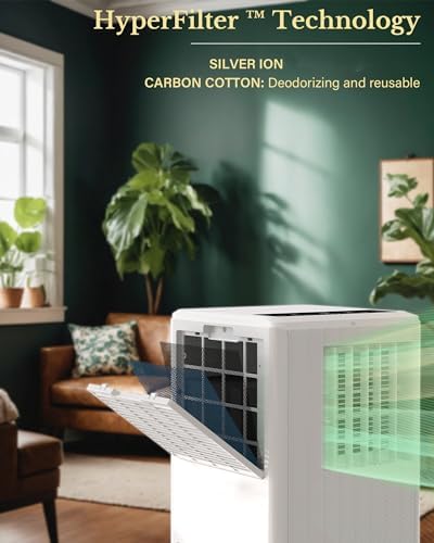 Room Portable Air Conditioner, 8,000 BTU Window Air Conditioner Up to 350 Sq.Ft, 4 Modes Portable AC with Cooling, Fan, Dehumidifier & Sleep Mode, Remote Control, LED Display