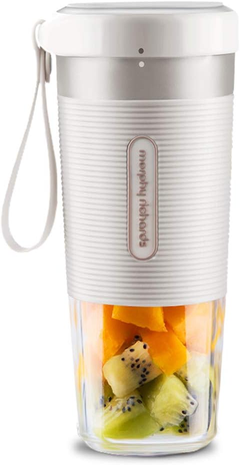 Portable Blender, Mini Blender Smoothie Maker with USB Rechargeable Electric Blender Professional Commercial for Vegetables and Fruit Smoothie Maker Blender Food Processor 1400Mah 300Ml,White