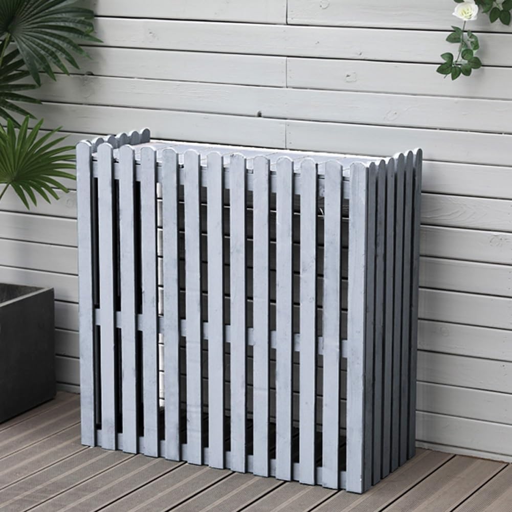 Outdoor Air Conditioner Cover for Outside Units Weatherproof Solid WoAir Conditioner Fence Screen for Outdoor Indoor Hide Privacy Orange Blue Grey White (Color : White, Size : 105x