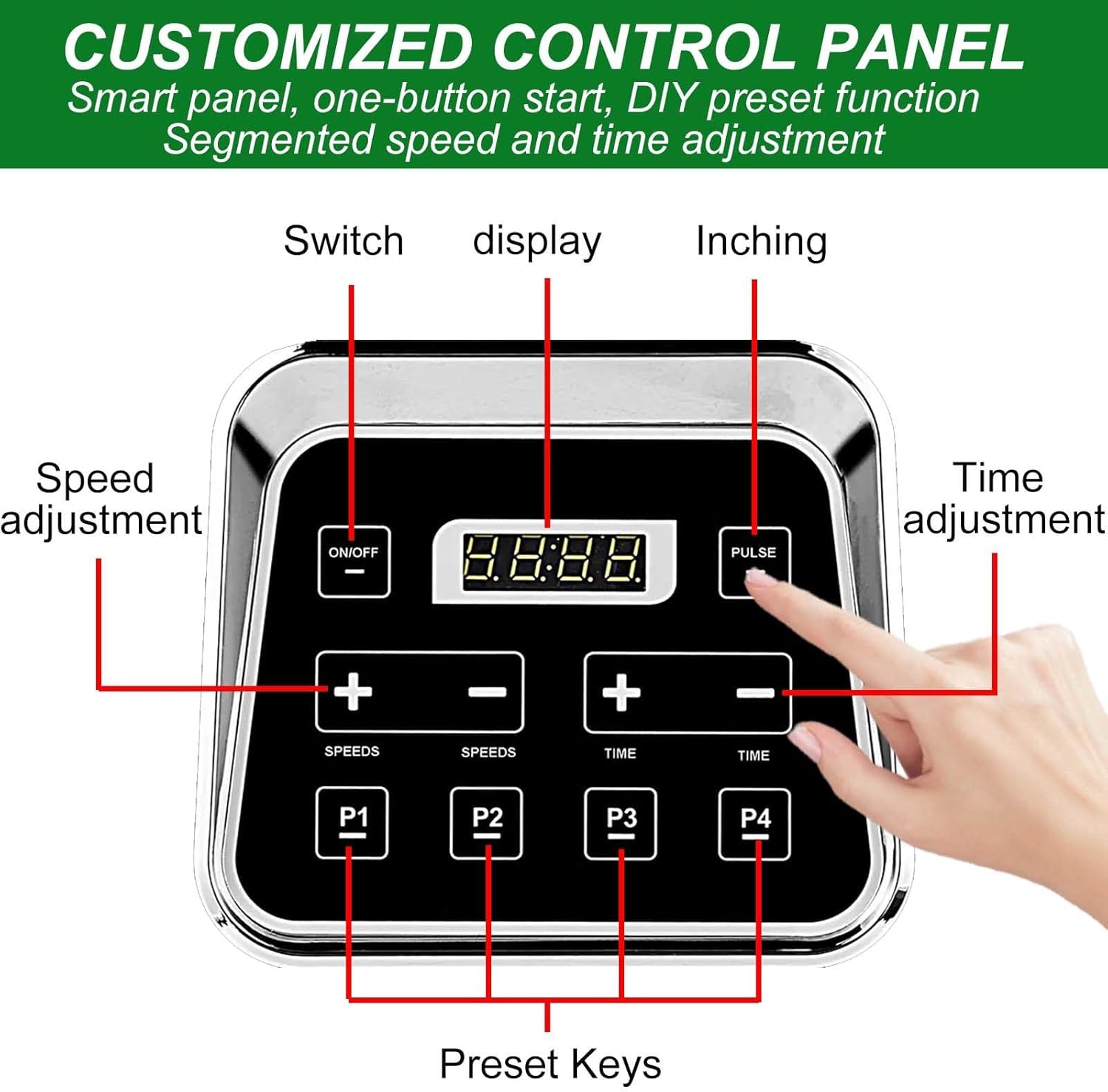 Commercial Smart Smoothie Blender 2200W, Desktop Juice Milkshake Blenders,4 Pre-Set Programs, With Silent Cover,For Crushing Ice, Milkshakes