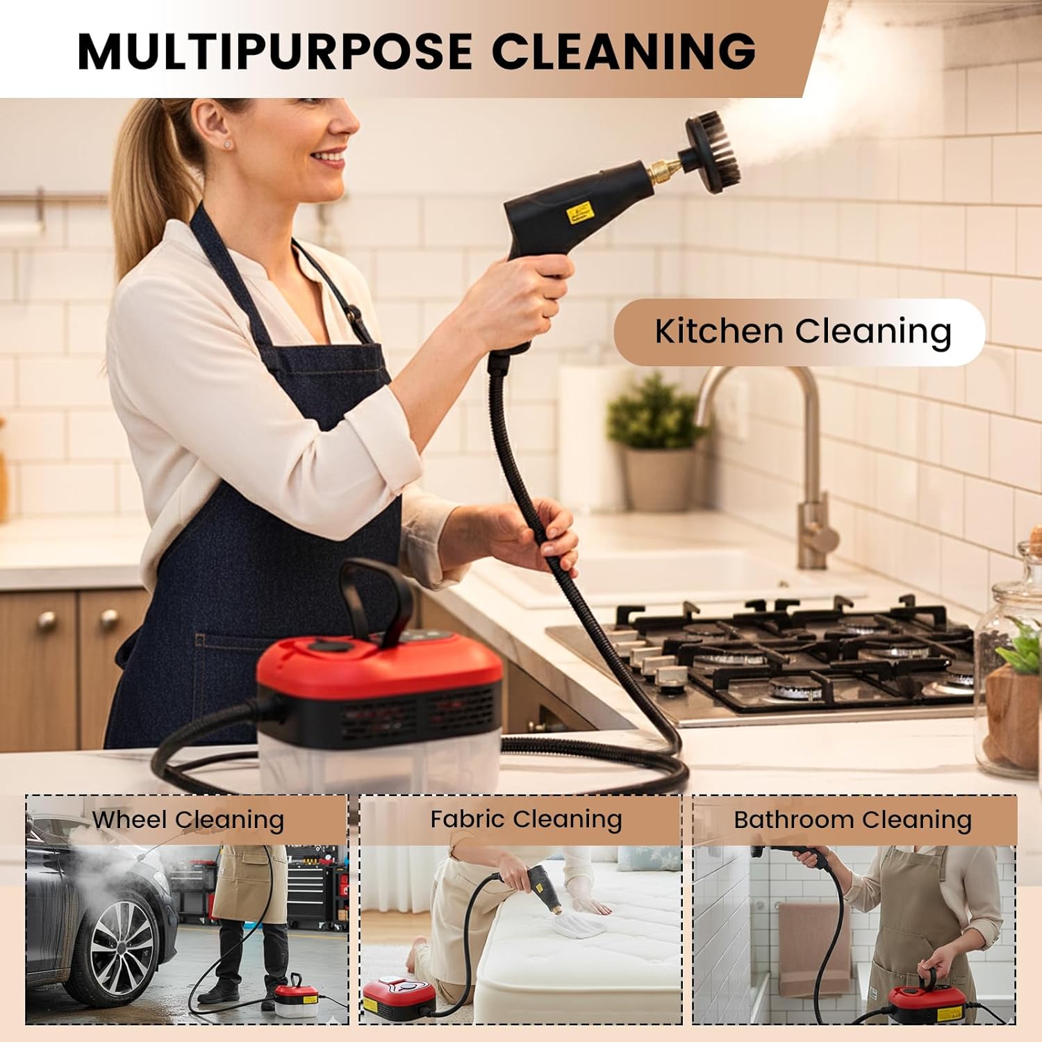 Saker Handheld Steam Cleaner for Home,6-Level Adjustable Steamer for Cleaning,Portable Handheld Steam Cleaner,Portable Steamer for Cleaning,Suitable for Kitchen,Bathroom and Living Room Cleaning