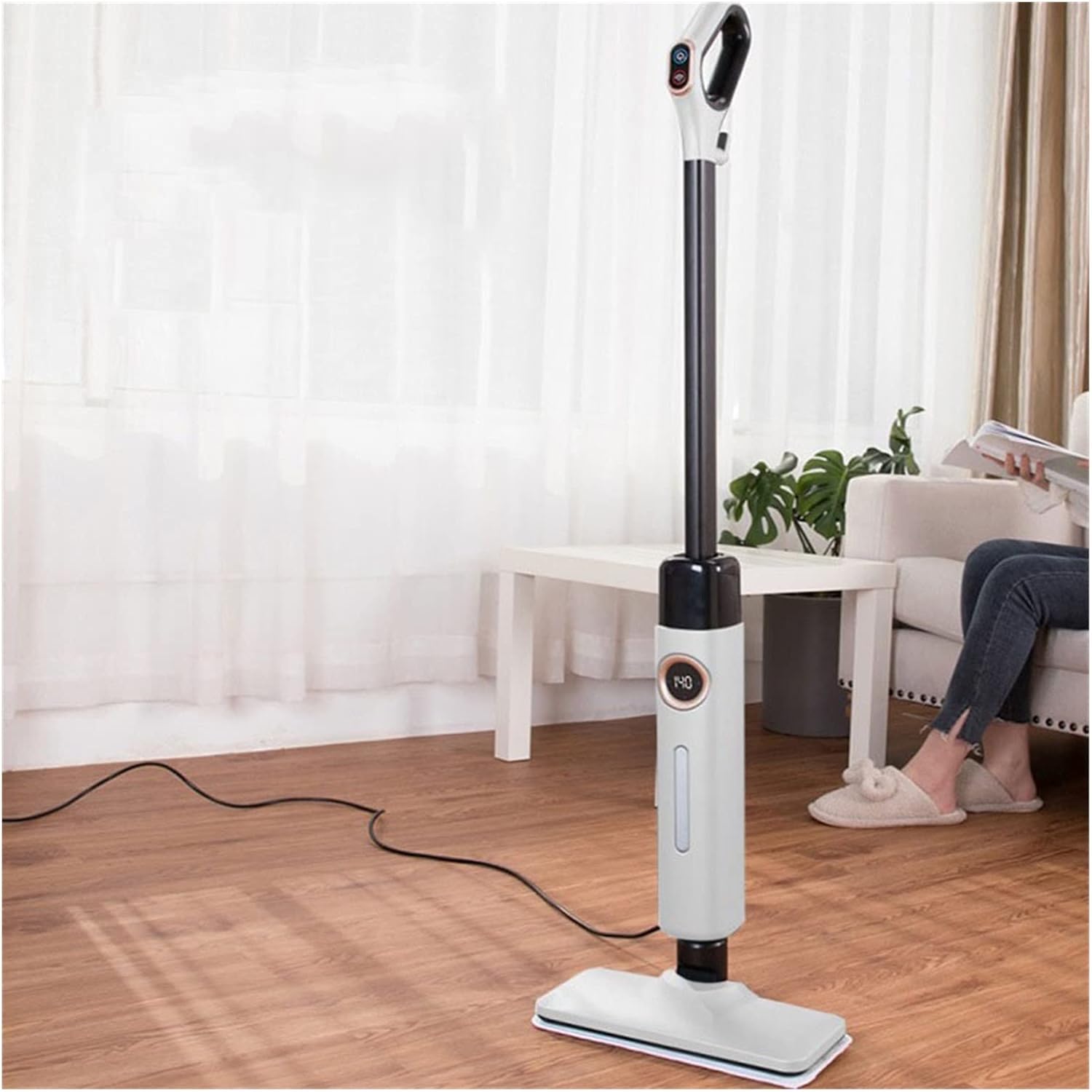 Multi-Functional steam mop Steamer for Cleaning Hardwood Floor Cleaner for Tile Grout Laminate Ceramic, (Color : Green, Size : X-Small) (White X)