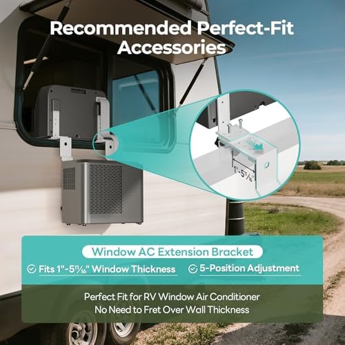 FOGATTI RV Window Air Conditioner, 6500 BTU Cools up to 120Sq.ft, 4-in-1 AC Unit with Remote Control, Suitable For RV and House-workshop, included Window Installation Kits (Silver Grey)
