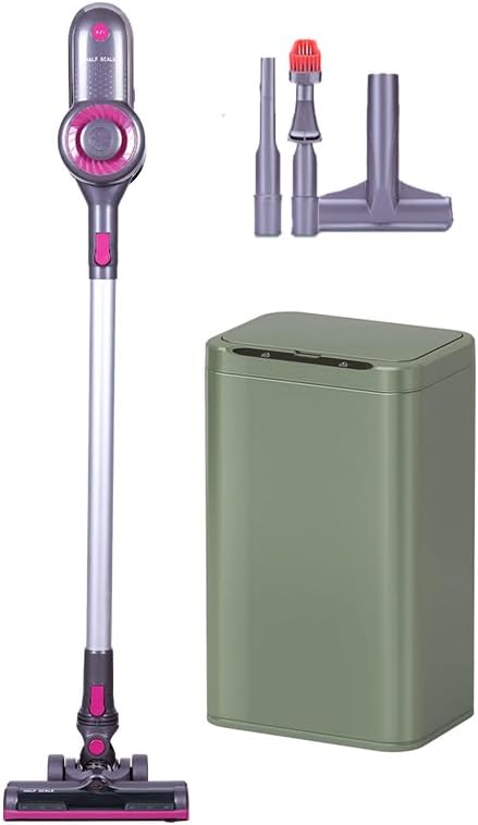 Handheld Vacuum Cleaner, 18500PA Car Vacuum Portable Cordless, 280W High Power Hand Held Vacuum for Car, Home, Pet, Office (Wireless Vacuum Cleaner + 5.28 Gallon Induction Trash Can Green)