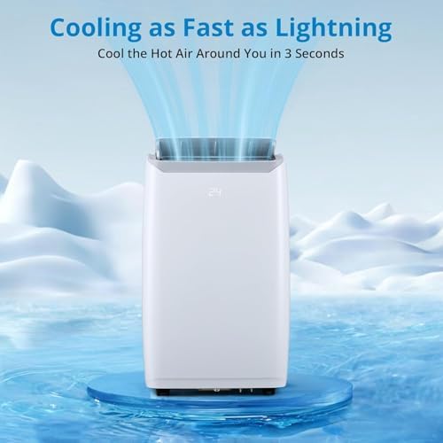 12,000BTU Portable Air Conditioners Cools Up to 550 Sq.Ft, Portable Ac Built-In Cool, Dehumidifier, Fan, Sleep Modes With Digital Display, Room Air Conditioner With Remote Control/Installation Kits