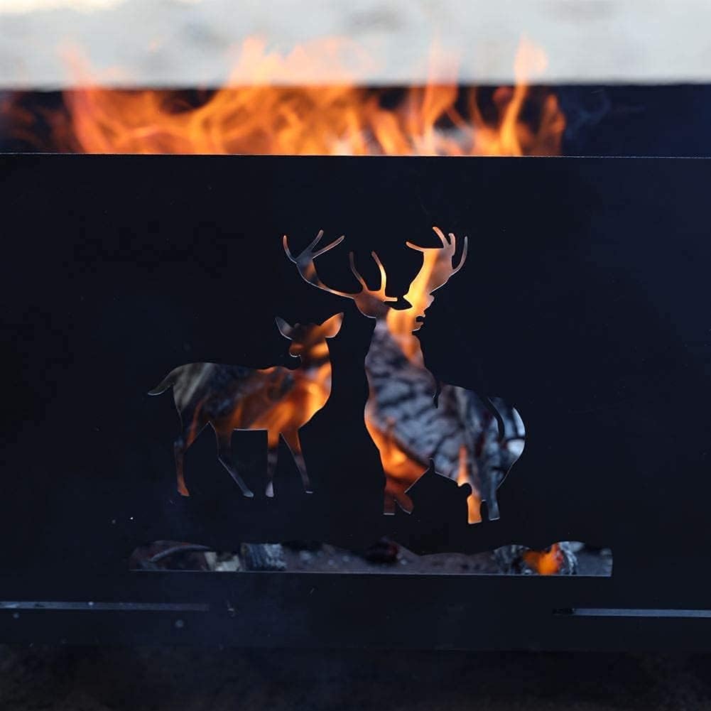 Portable Plug Fire Pit, Heavy Duty Outdoor Living FirePit and Waxed Canvas Log Carrier Tote Bag,40