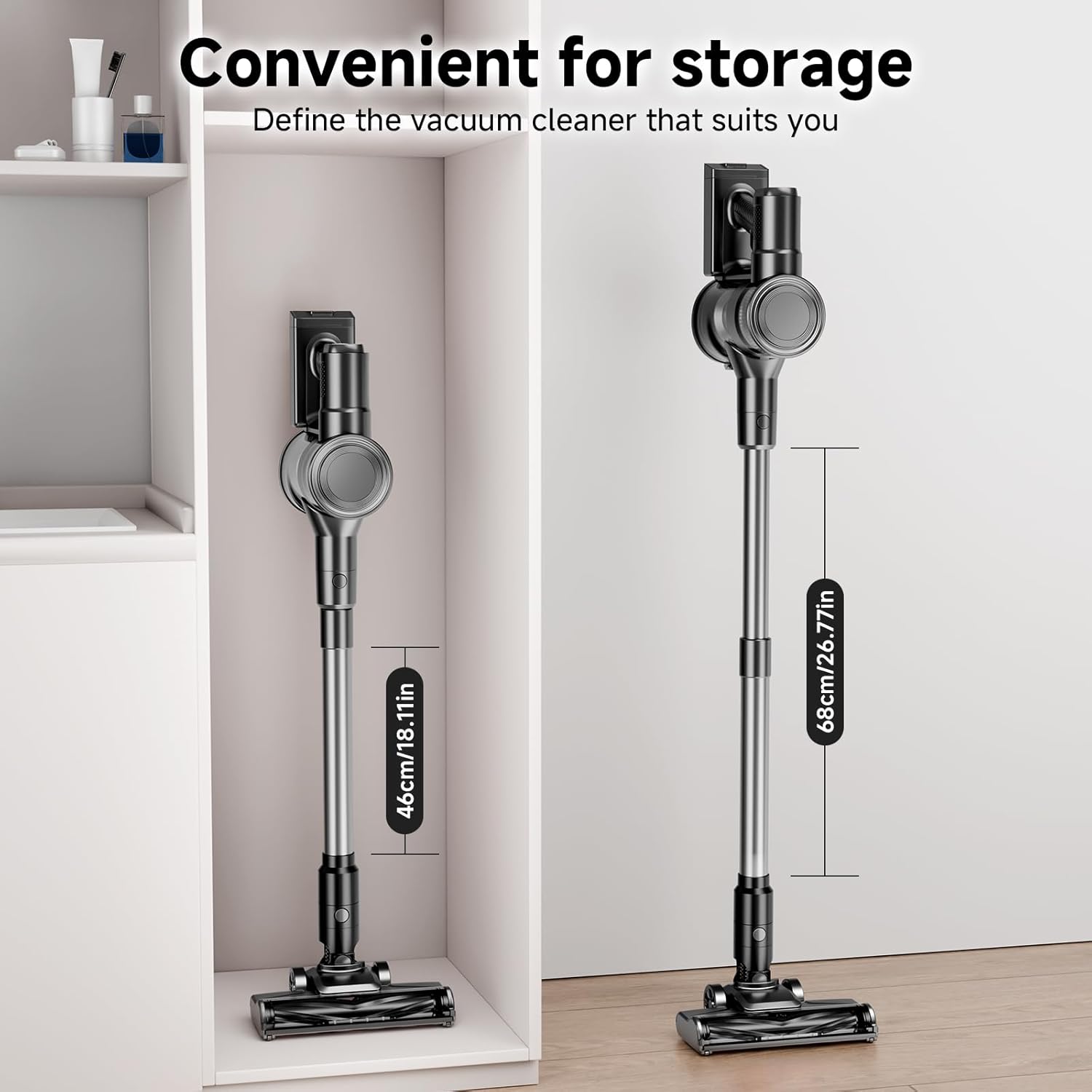 KIKETECH Cordless Vacuum Cleaner, Stick Vacuum Cleaners for Home, Lightweight Vacuum for Pet Hair/Carpet/Floor (Black)