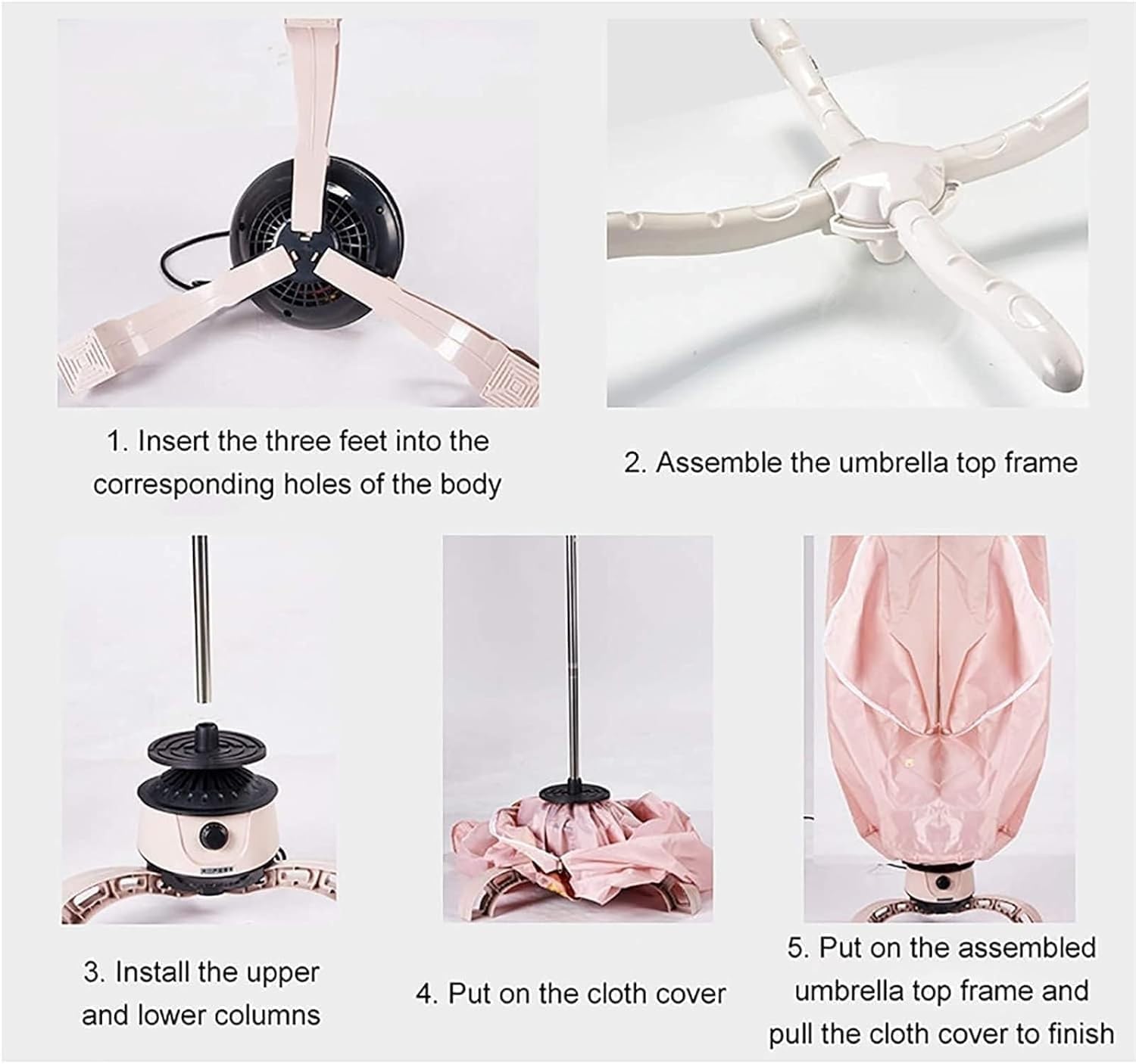 900W Portable Electric Clothes Dryer - Multifunctional Zipper Clothes Drying Rack - Clothes And Shoe Heater Dryer - With Dustproof Curtain - Load 15kg (Color : Pink)