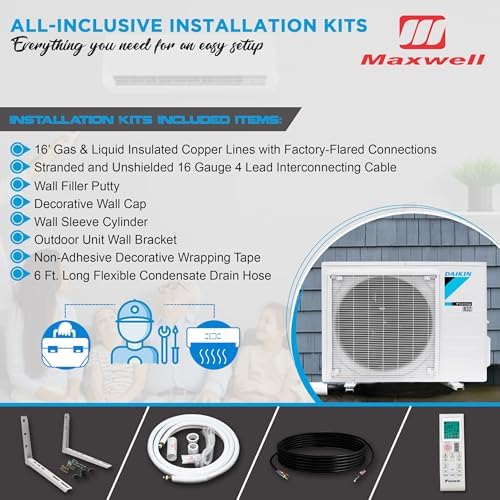 Daikin 24,000 BTU 21 SEER2 Oterra R32 Series Ductless Mini-Split Air Conditioner with Installation Kit and Wall Bracket- 230V