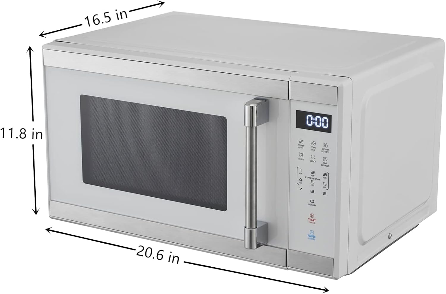 1.1 Cu. ft. 1000 W Mid Size Microwave Oven, 1000W, White Stainless Steel