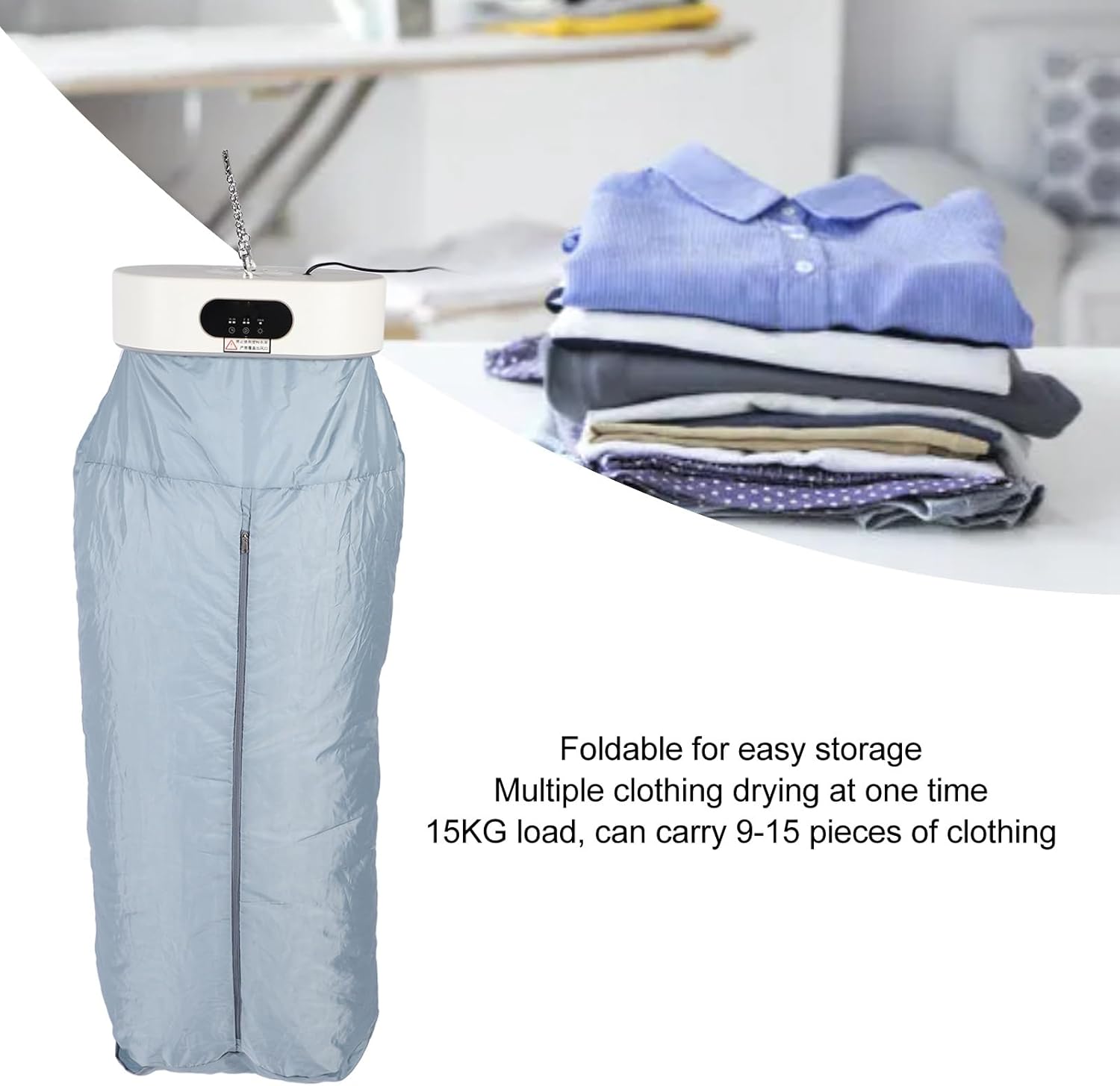 Portable Clothes Dryer, 1200W Foldable Electric Laundry Dryer Adjustable Temperature Timer 33lb Load Small Dryer Machine Clothes Dryer Mini Dryer with Hook for RVs Apartments