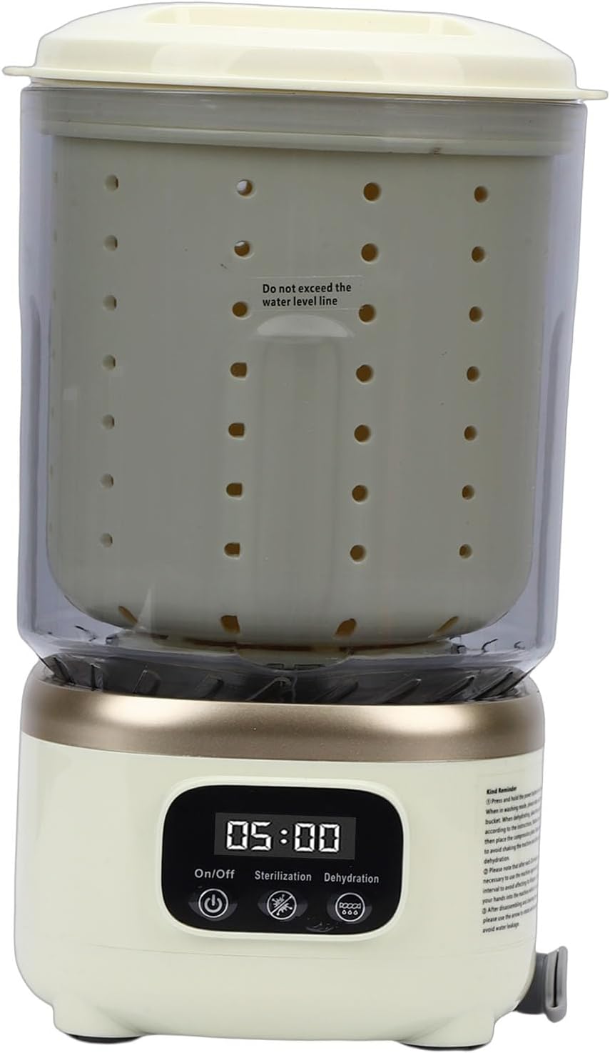 Portable Mini Washing Machine, 2L Spin Dry Rechargeable Cordless Underwear Washing with Machine 3000mAh Battery, Underwear Washer for Apartment Dorm RV Travel Hotel Use (Beige)