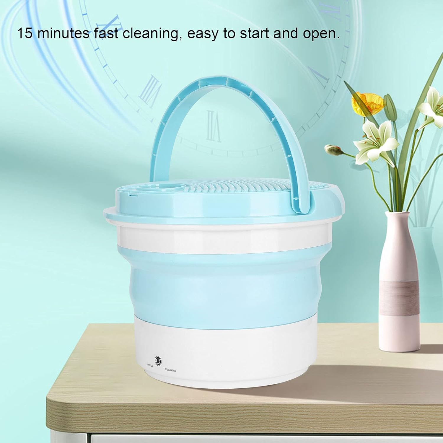 Mini Portable Washer, 7L Large Capacity Quick Cleaning Automatic Shutdown Small Foldable Washing Machine, Energy Saving Mini Folding Washing Laundry for Clothes Underwear Ties T‑Shirts(US)