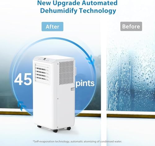 Portable Air Conditioner 8000 BTU, 3-In-1 Air Conditioner with Remote Control, Cooling, Dehumidifier and Fan, Cooling Area Up to 350 Sq. Ft. for Home, Office, Bedroom, White