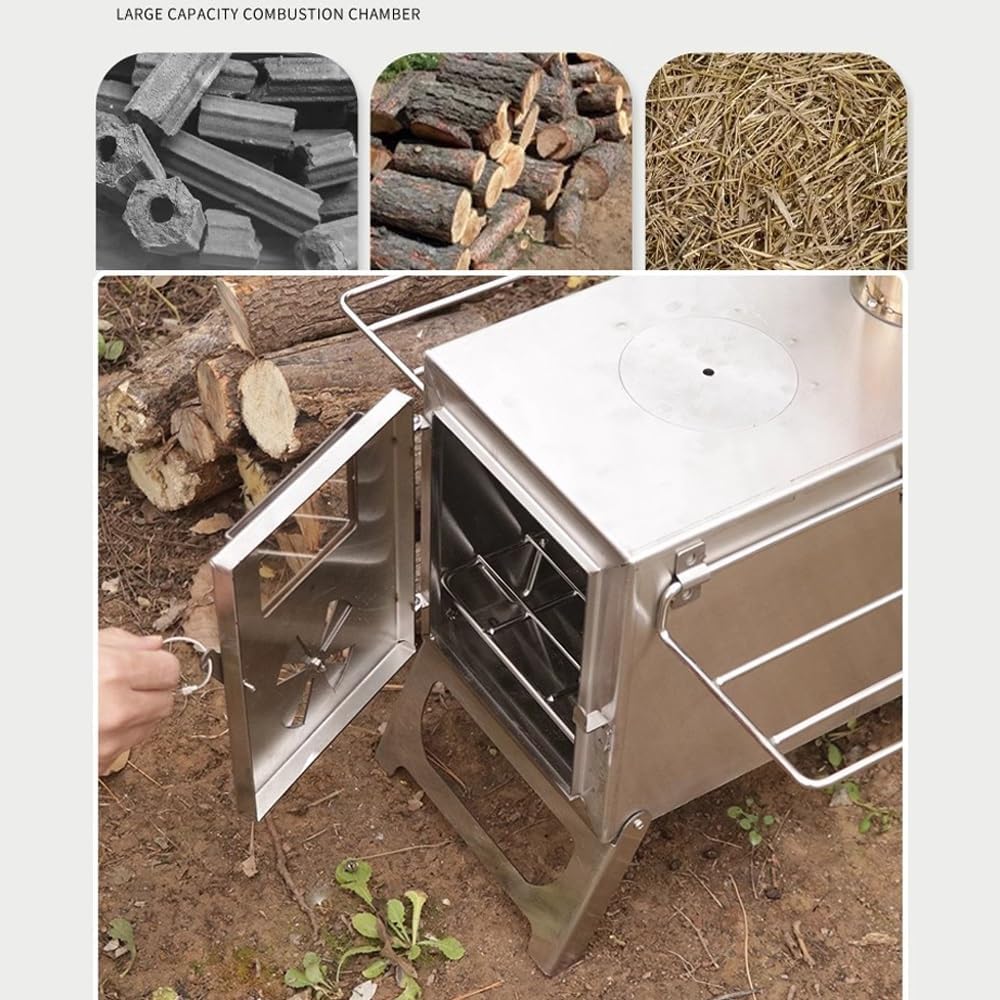 Fire Pits ﻿ Stainless Steel Wood Stove Camping Outdoor Small Heating Portable Foldable Travel Indoor and Outdoor Heating Stove Firewood stove