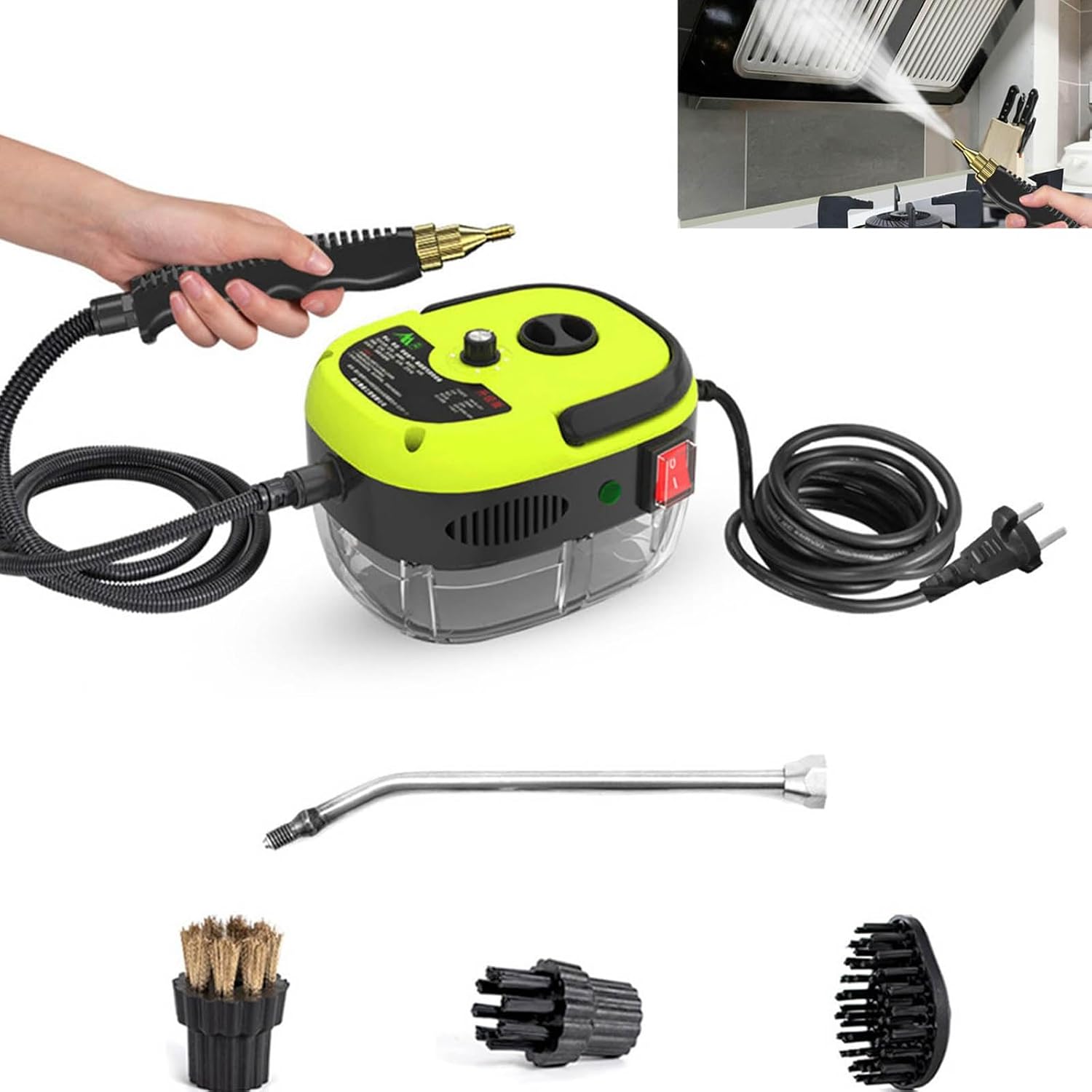 Muntuni Steam Cleaner, 2500w Handheld High Temperature Pressurised Steam Cleaner, Steam Cleaner for Car, Floor, Kitchen, Bathroom, Tiles, green