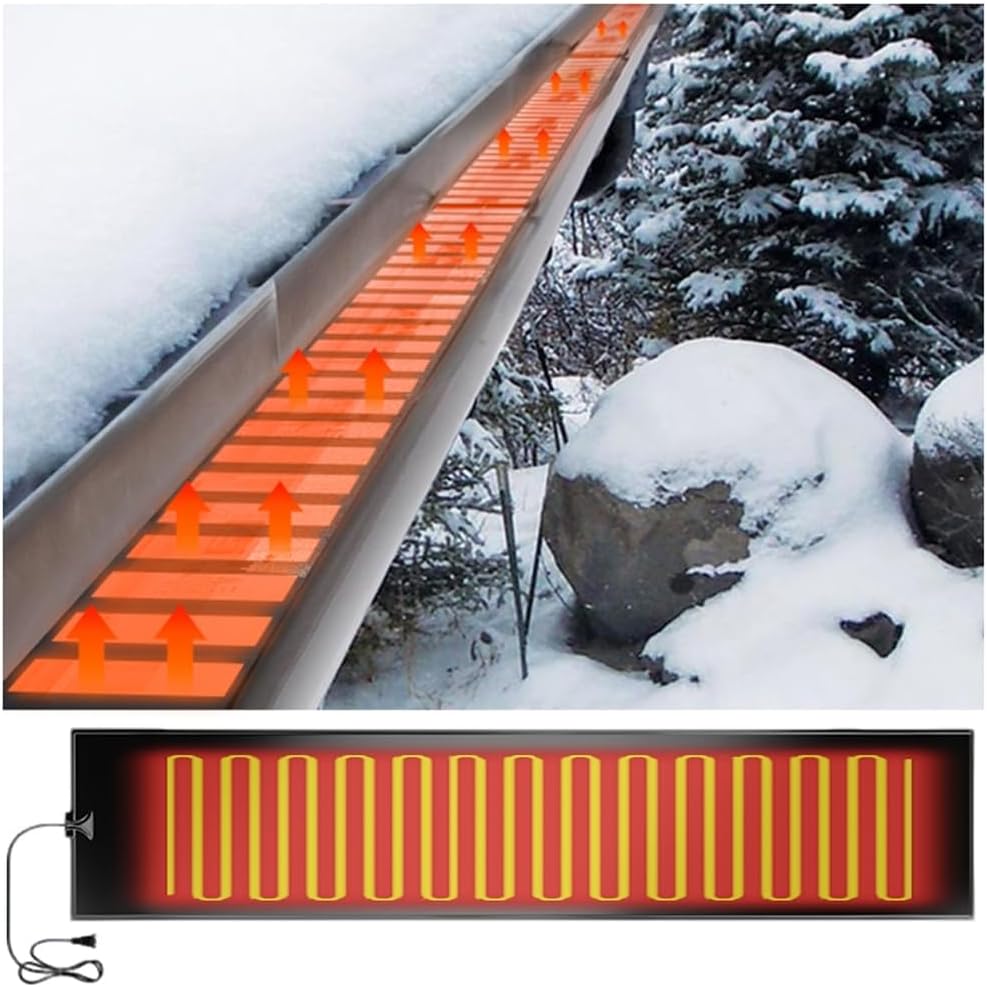 Heated Snow Melting Mats Outdoor Heater Ice Dam Prevention Heated Outdoor Mats Electric Snow Melting Mats for Winter Snow Removal Walkways Roof and Valley,18FTx14in