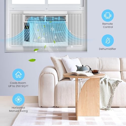6000 BTU Window Air Conditioner, Smart Air Conditioner Window Unit - Remote & App Control & Timer Function & Easy Install Kit, Cools Up to 250 Sq. Ft, Window AC Unit Cool/Dehumidify/Fan