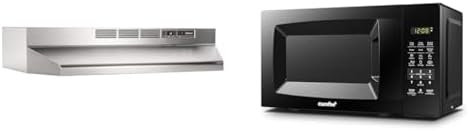 Broan-NuTone 413004 Non-Ducted Ductless Range Hood with Lights Exhaust Fan for Under Cabinet, 30-Inch, Stainless Steel & COMFEE' EM720CPL-PMB Countertop Microwave Oven with Sound On/Off