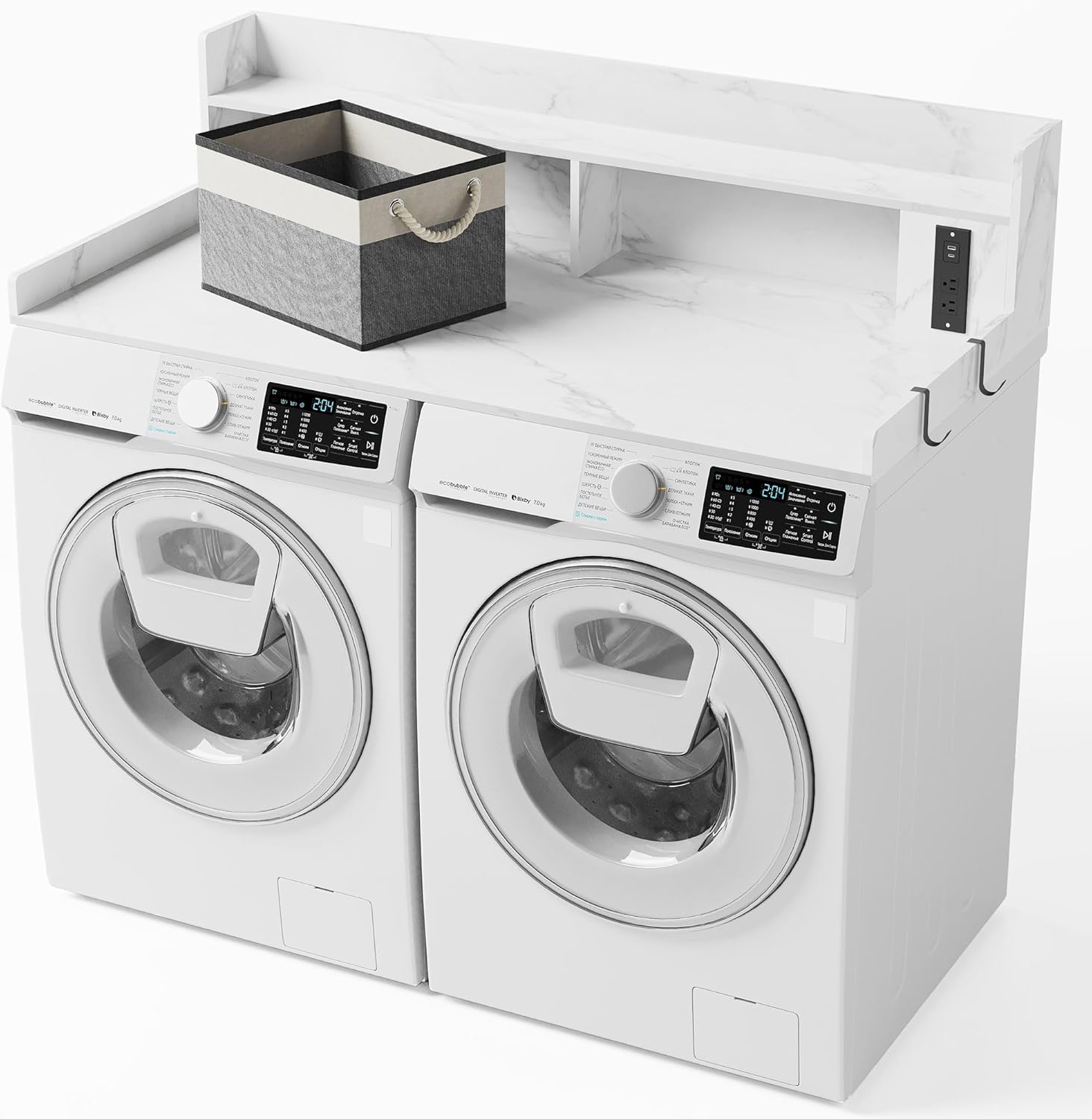 Upgraded 2-Tier Washer and Dryer Countertop with Power Outlet,54