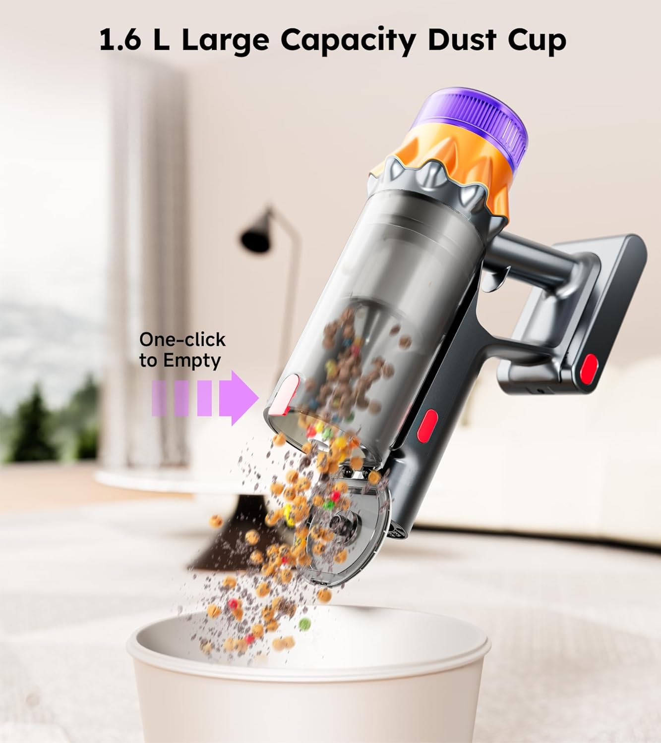 Cordless Vacuum Cleaner, 500W 50KPA 60Mins Vacuum Cleaners for Home, Self-Standing Stick Vacuums with LED Display, Anti-Tangle, Lightweight, Rechargeable Wireless Vacumm for Pet Hair Carpet Floor