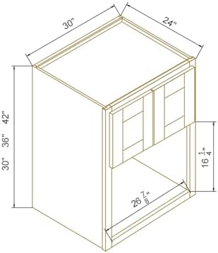 Solid Wood RTA Wall Microwave Cabinet with Open Shelves – Shaker Style, Space-Saving Kitchen Pantry Storage, Durable and Versatile Wall-Mounted Organizer (SK-White, 30