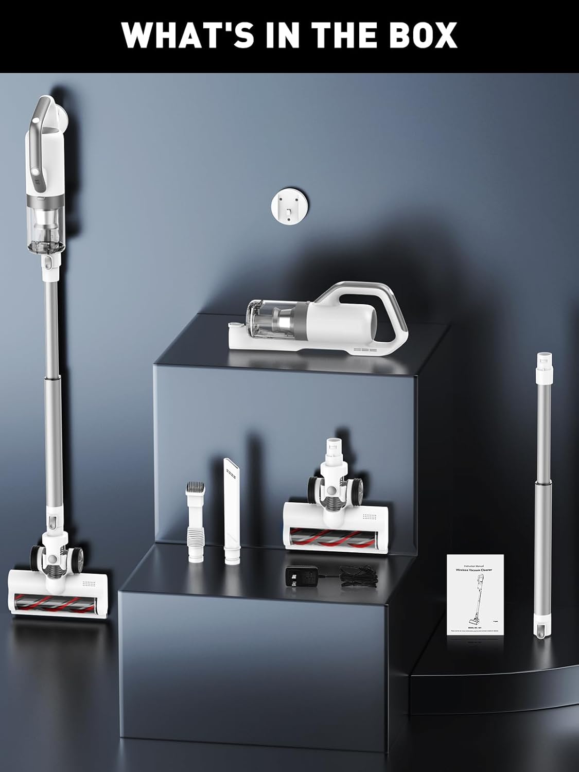 Cordless Vacuum Cleaner, 30Kpa Strong Suction Stick Vacuum Cleaner, 350W Powerful Brushless Motor, Ultra-Lightweight & Quiet Vacuum for Deep Cleaning Home Hard Floor Carpet Pet Hair, White