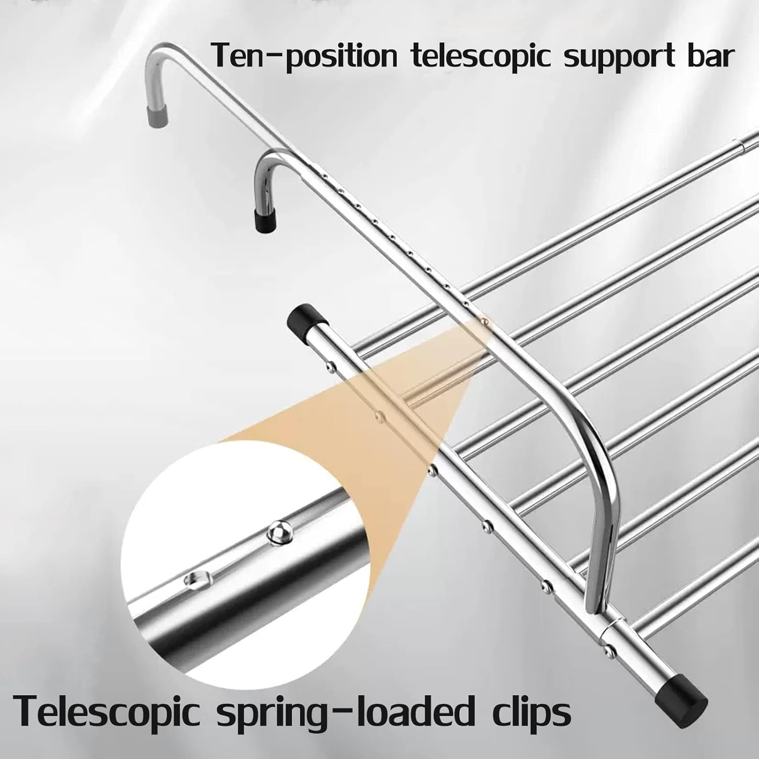 Clothes Airer Indoor Clothes Dryer Multifunction Balcony Drying Rack Stainless Steel Folding Airer Foldable Laundry Drying Rail Extendable Clothing Dryer Rack,50-86cm Warm,Silver 68