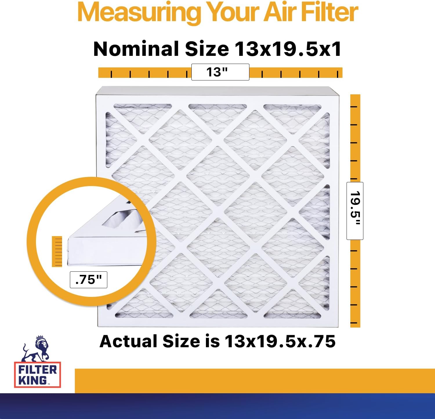 Filter King 13x19.5x1 Air Filter | 4-PACK | MERV 13 HVAC Pleated A/C Furnace Filter | MADE IN USA | Actual Size: 13 x 19.5 x .75