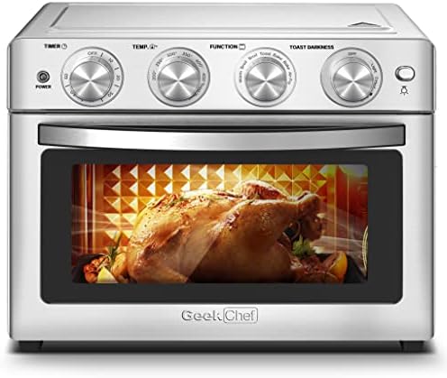Geek Chef 26 QT Air Fryer Oven, Big Air Fryer, Toast Oven with Bake, Roast, Pizza, Easy to Use & Clean, 6 Slice Toast, Stainless Steel