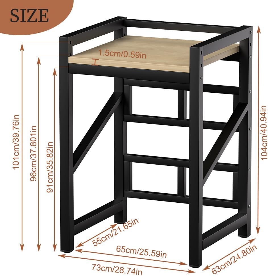 Over The Washer and Dryer Storage Shelf, Height Adjustable Machine Stacking Rack, Space Saver Metal Frames (Black)