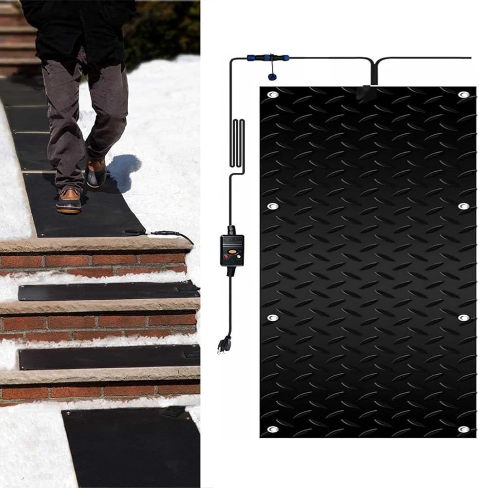Newest Snow Melting Mats Outdoo,1/2/3/4/5 pcs Heated Snow Melting Mats for Entrances,Doors, Courtyard corridors, Outdoor, Stairs, ramps, entrances, Roofs(1 Pcs,10x48in/(25.4x120cm))