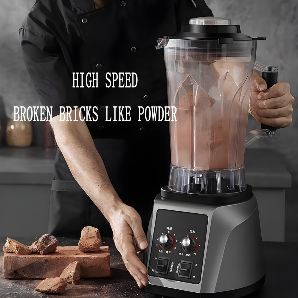 Blender, Commercial Blender, 6L Smoothie Blender, 2200w High Capacity Professioanl Blenders with Timer, 8-Blade Steel Knife, 9 Speed Adjustable, Thickened Cup, Lid with Clasp