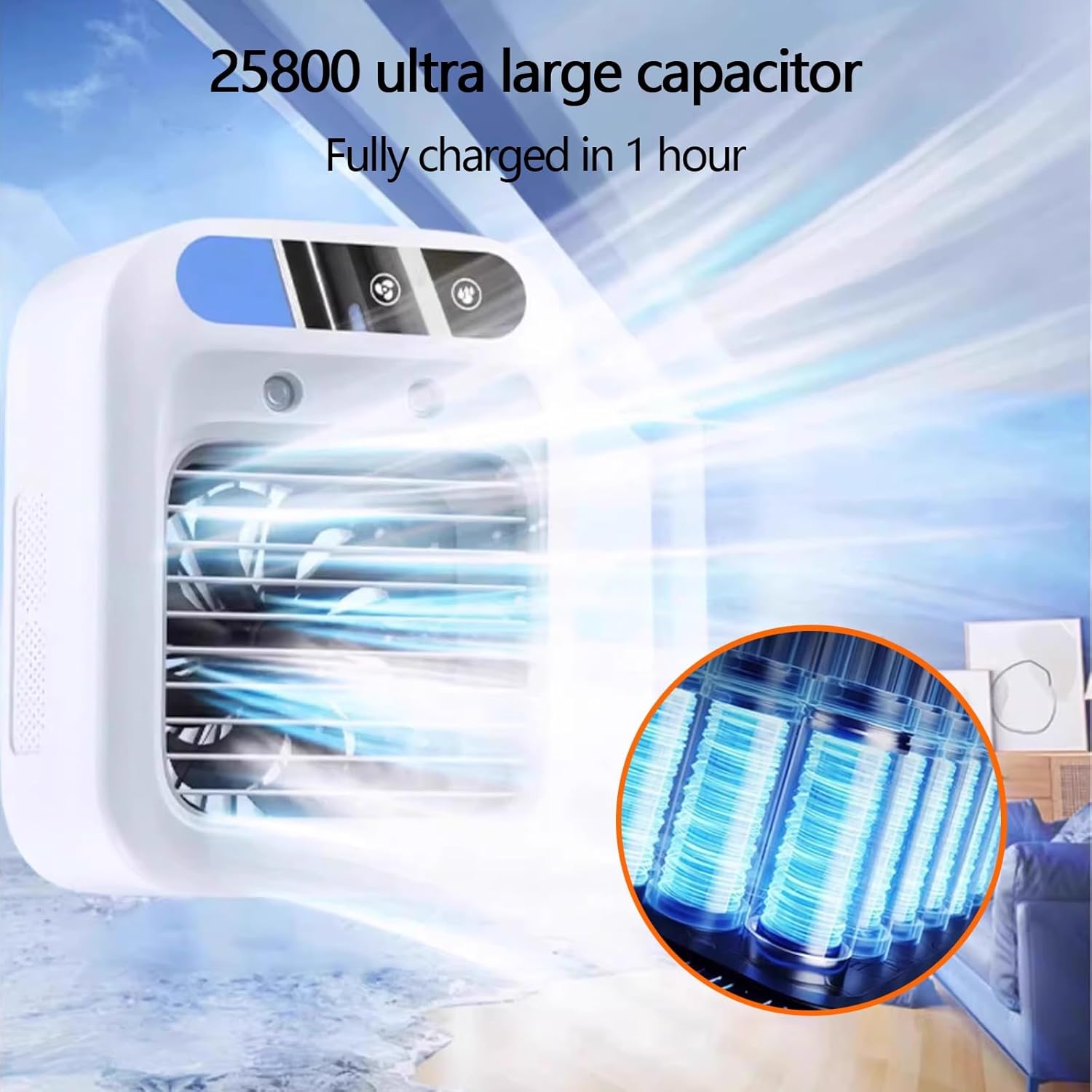 Mini Portable Air Conditioner for Bedroom with Water Tank Desk Air Conditioner for Office Quiet Small Cooling Fan for Room Garage Patio Camping