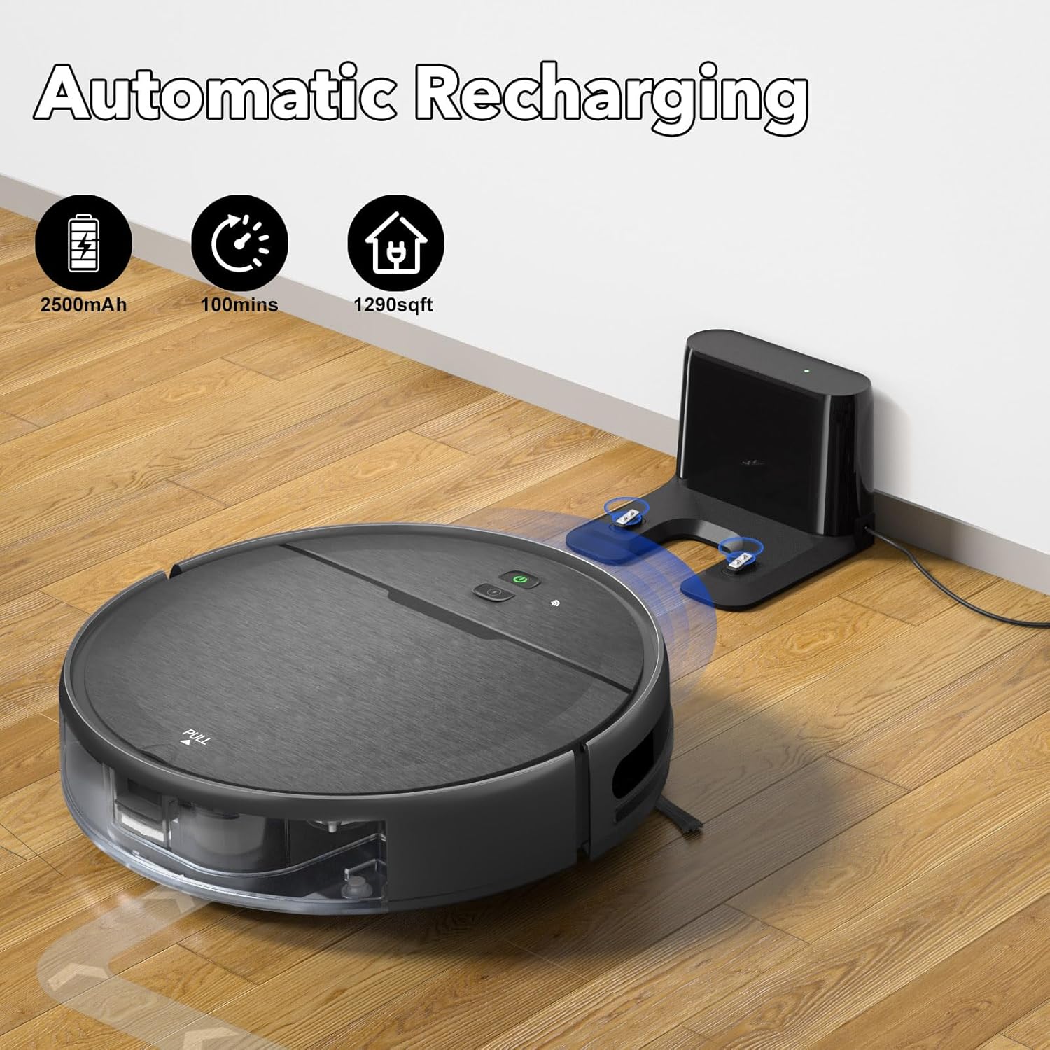 2 in 1 Mopping and Vacuuming Robot, Robot Vacuum and Mop Combo Compatible with WiFi/App, Robotic Vacuum Cleaner Self-Charging, Slim, Ideal for Pet Family, Hard Floor, Hair, Low Pile Carpet