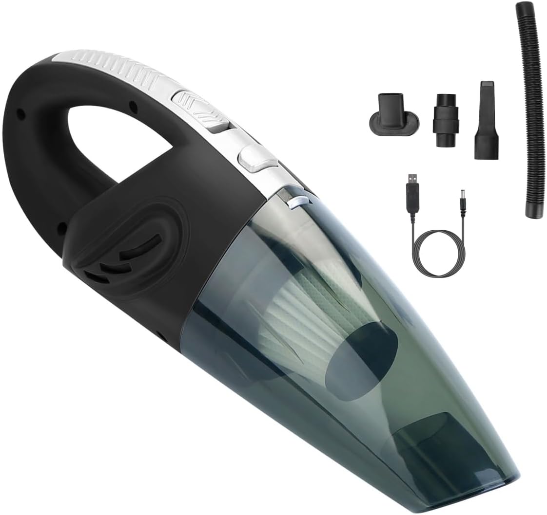 Cordless Handheld Vacuum Cleaner - Powerful Suction Rechargeable Portable - Ideal for Dust & Pet Hair - Includes Hose & Brush