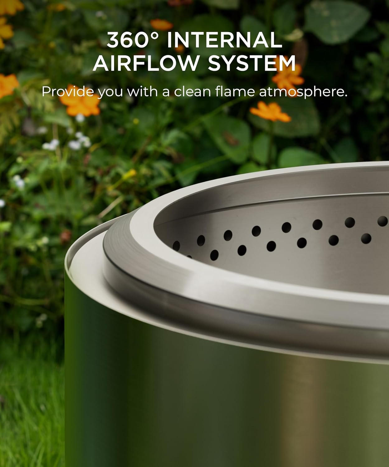 Smokeless Fire Pit, 19.7 inch Firepits for Outside with Removable Ash Pan, Portable Low Smoke Stainless Steel Outdoor Fire Pits, Lightweight Wood Burning Smokeless Firepit for Camping, Bonfire, Picnic