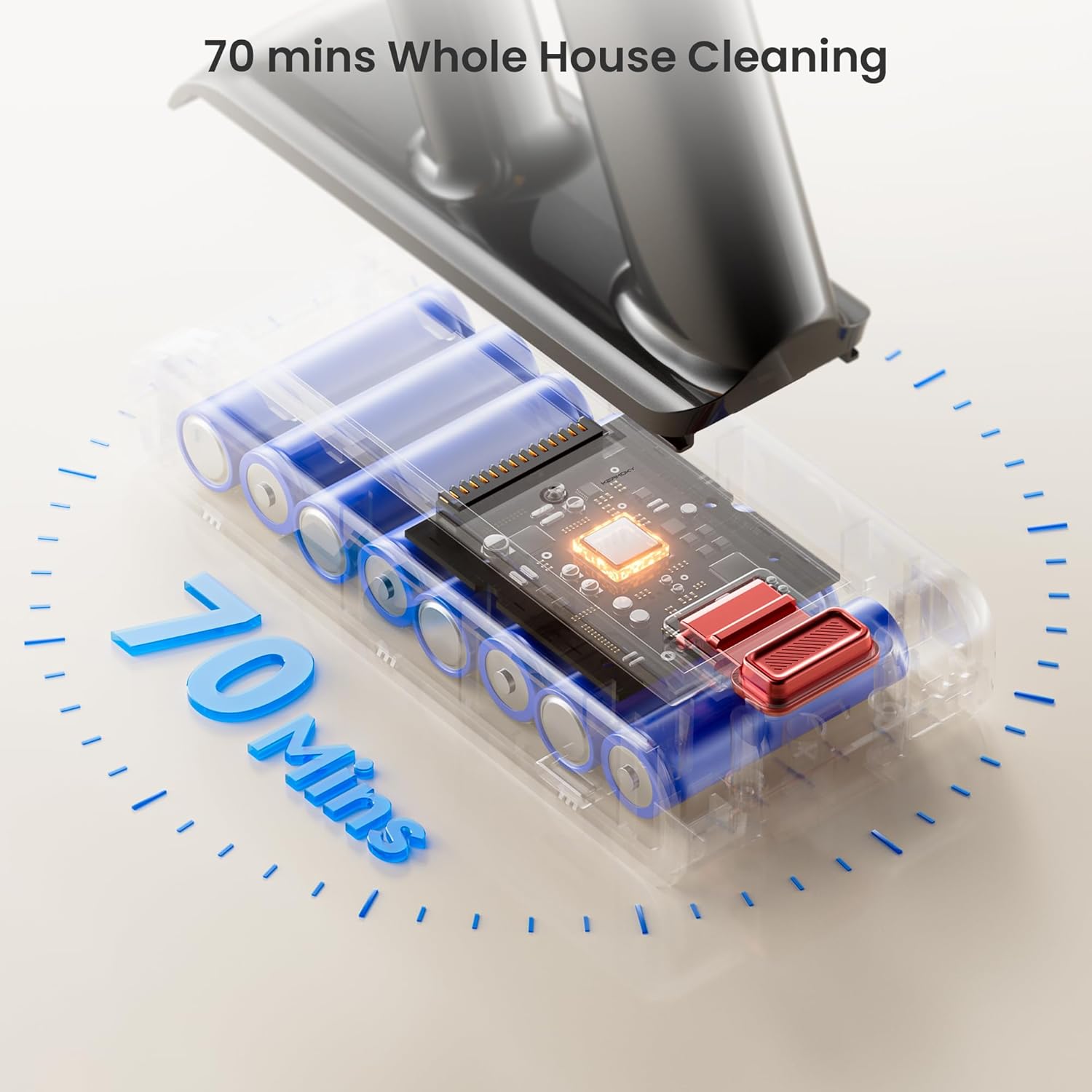 Cordless Vacuum Cleaner, 600W 50KPA 70Mins Vacuum Cleaners for Home, Self-standing Stick Vacuum with Aromatherapy, Anti-Tangle Brush, Wall Mount Charging Vacuum for Hardwood Floor/Carpet/Pet Hair